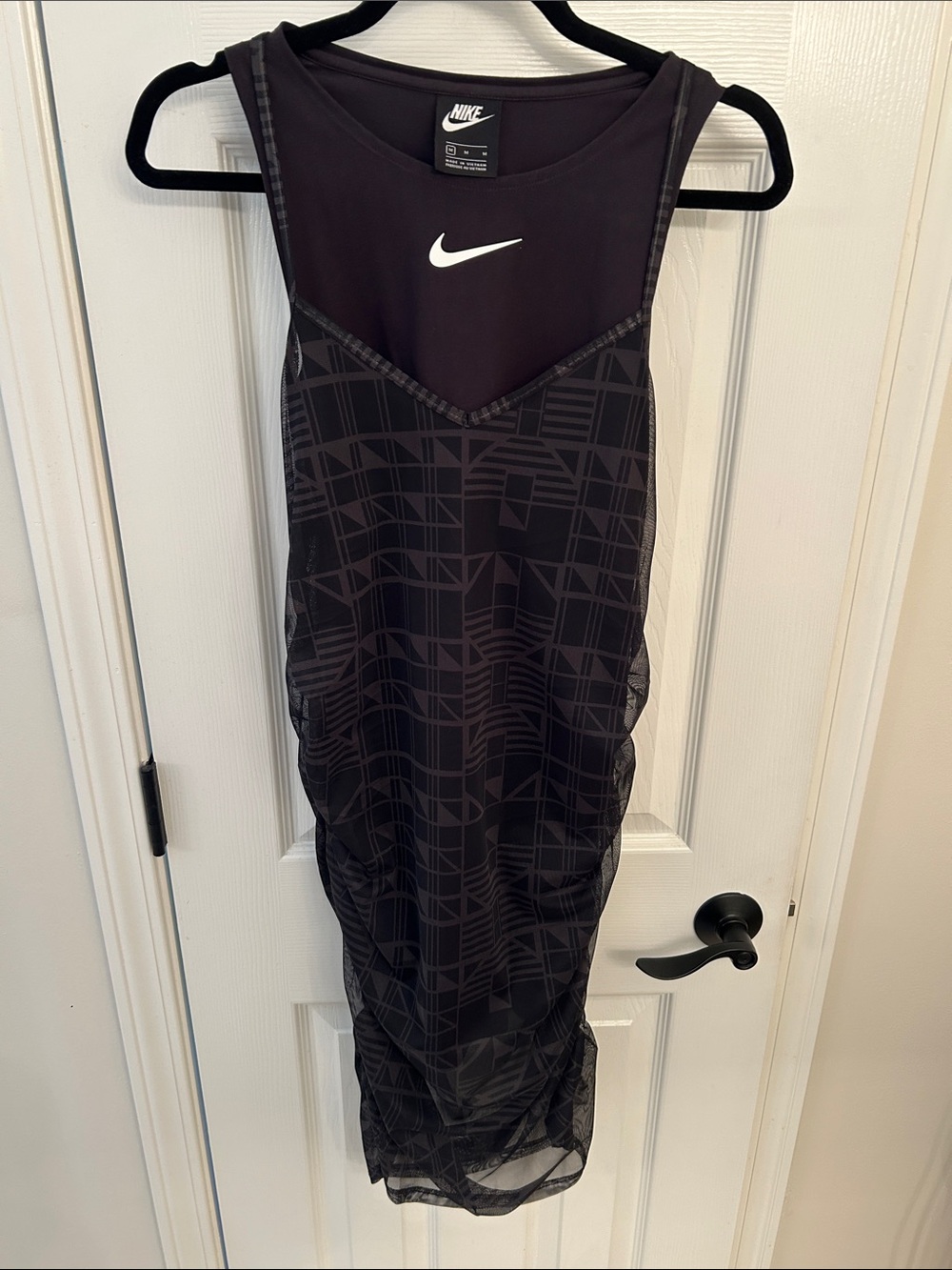 Nike Black Geometric Midi Athletic Dress